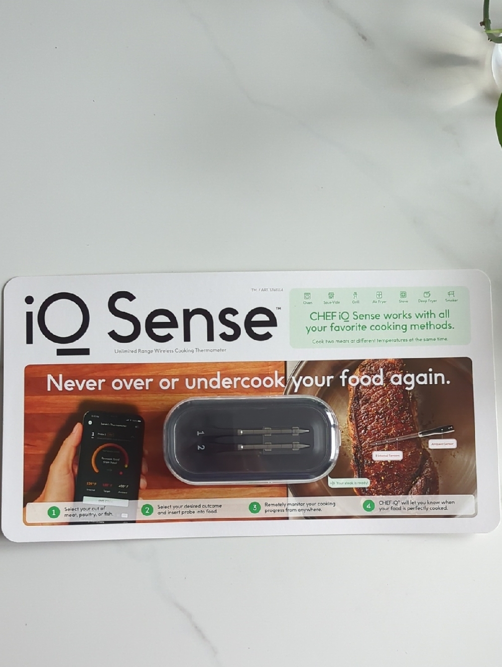 iQ Sense Unlimited Range Wireless Cooking Thermometer - Black & Silver